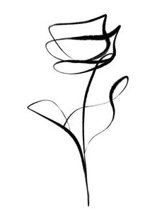 a black and white drawing of a single flower on a white background with the word love written below it