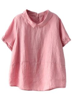 Linen Blouses, Simple Blouse, Summer Linen, Linnet, Linen Blouse, Pink Outfits, Blouse Fabric, Pan Collar, Peter Pan Collar