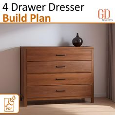 an image of a dresser with the words build plan on it's front cover