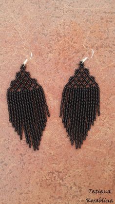 These unique designer lace earrings were made by me according to my idea through many trial and error. This is my author's invention: the combination of lace top and fringe. I made these earrings in different colors. I can also make your favorite color and in your length size. Color: black . I beg you not to copy my authoring Copy without my permission is prohibited For those who want to buy my copyright scheme for these earrings: https://www.etsy.com/uk/listing/1020331857/beading-tutorial-gold- Lily Painting, Beaded Earrings Native, Unique Chandeliers, Abstract Floral Print, Lace Earrings, Beading Tutorial, Black Earrings, Unique Designers, Fringe Earrings