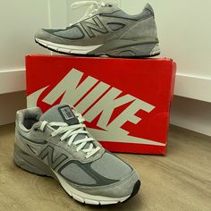 These Mens New Balance Sneakers 990v5 Core In Grey Are Perfect For On The Go Comfort, As Well As The Perfect Blend Of Performance And Style. Shoes Are Crafted In Suede Material With Mesh Upper, Featuring Dual Density Collar Foam For Ankle Support. Also Includes Ortholite Insert For Firm -Yet- Supportive Midsole. Shoe Size Is Us 11 (Uk 10.5, Eu 45) Mens New Balance, Balance Sneakers, Ankle Support, New Balance Sneakers, Suede Material, Mens Shoes Sneakers, Gray White, New Balance, Density