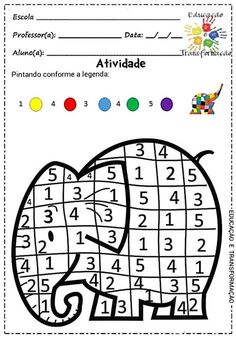 an elephant is shown with numbers and colors in the puzzles game for children to color