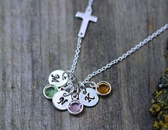 "Please let me know Initials and/or Birthstones, at checkout. Great gift for your mom, sister, BFF so on. LIKE THIS ITEM? Save it and revisit it later . Take a look at other Cross designs: http://etsy.me/13EPMGa . Add your personal touch to this necklace! Need initials, symbolic charms, etc,? Please visit my adds on section: http://etsy.me/UFmfXa DESCRIPTION: Skinny cross or Infinity upon request. . 925 Sterling Silver. cross or infinity. . Size of the Cross: 15 x 9 mm. or 17 mm x 11 mm upon req Sideways Cross Necklace, Cross Necklace Sideways, Celebrity Jewelry, Sterling Silver Locket, Necklace Cross, Large Jewelry, Grandma Gift, Silver Lockets, Gifts For Your Mom