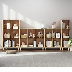 a living room filled with furniture and bookshelves