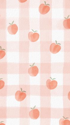 an apple pattern is shown on a checkered tablecloth with apples painted on it