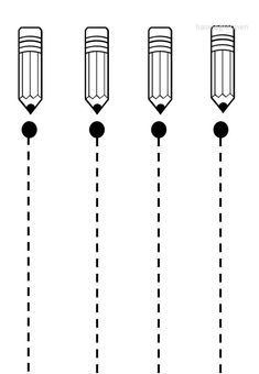 four pencils are lined up in the same row, and one is drawn as a line