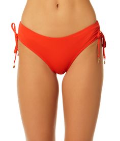 Red Spice Red Tie-side Bottoms For Beach Party, Red Tie-side Bottoms For Sunbathing, Red Tie-side Pool Bottoms, Red Tie-side Swimming Bottoms, Red Drawstring Swimwear For Beach Season, Red Drawstring Swimwear For Swimming, Red Drawstring Bottoms For Vacation, Red Tie-side Bottom Beachwear, Red Tie-side Summer Bottoms