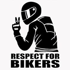 the logo for respect for bikers with a man in a helmet holding up his hand