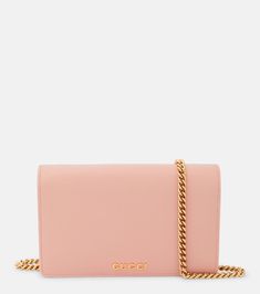 Gucci Script Leather Wallet On Chain in Pink - Gucci | Mytheresa Gucci Wallet On Chain, Designer Shopping, Wallet On Chain, Best Wallet, Perfect Pink, Gucci Leather, Gucci Accessories, Gucci Wallet, Wallet Chain