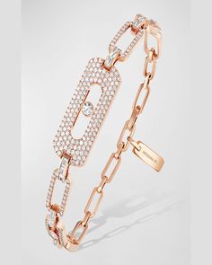 Messika bracelet from the My Move Collection    18karat solid rose gold    222 round and baguettecut g/vs quality diamonds     1.91 total diamond carat weight     Approx. 5.57"L    Made in France Messika Bracelet, Rose Gold Diamond Bracelet, Gold Diamond Bracelet, Bracelets Gold Diamond, Diamond Carat, Rose Gold Diamonds, Creative Arts, Quality Diamonds, Rings Necklaces