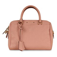 Carefully crafted from LV's signature Monogram in Pink Empreinte Leather, the Speedy Bandoulière 25 is the ideal bag for any woman on the go. Although the Speedy is most common in sizes 30 and 35, the 25 is the perfect option for a petite woman. Offered with an additional, removable shoulder strap, this bag allows you to go about your day handsfree. With a spacious interior, two top handles, and timeless silhouette - the Speedy is the ultimate go-to bag for running errands or accompanying you to lunch. Carry all your every day essentials inside the generous compartment while remaining stylish. The perfect compliment to light wash jeans and a basic tee, or culottes and a blouse. It's simple, easy, and a well-worthy addition to any luxury handbag collection. SPL Exterior Pink Monogram Emprei Speedy Bandoulière 25, Luxury Handbag Collection, Speedy Bandouliere 25, Louis Vuitton Speedy Bandouliere, Petite Woman, Speedy Bandouliere, Pink Monogram, Handbag Collection, Dior Shoes