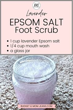 Foot Scrub Recipe, Homemade Foot Scrub, Lavender Epsom Salt, Salt Scrub Diy, Diy Body Scrub Recipes, Mouth Wash, Body Scrub Recipe