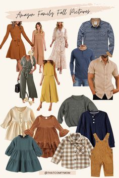 many different types of clothes are shown in this graphic style, including dresses and shirts