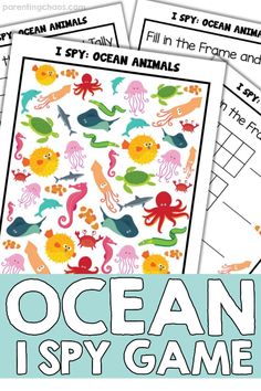 ocean i spy game for kids to learn how to read and write the words in their own language