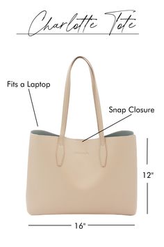 A timeless staple, the Charlotte Tote is sure to become your new on-the-go companion. This spacious shoulder bag is made from sleek, durable vegan leather and is built to fit everything you need for a busy day. Stow your laptop (up to 15"!), wallet, cosmetic bag, and more in this carryall tote. Details: 12" long x 16" wide x 6" deep 10" strap drop Snap closure Stamped modern+chic logo Chic Logo, Carryall Tote, Busy Day, Boutique Brands, Timeless Accessories, Modern Chic, Black Cream, Belt Bag, Snap Closure