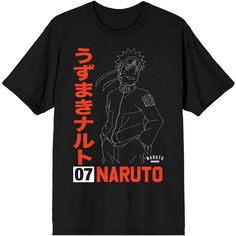 a black t - shirt with an image of naruto in japanese writing on it