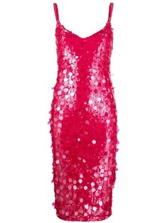 P.A.R.O.S.H. sequin-embellished Midi Dress - Farfetch 70s Dress Party, Tacky Fashion, Sequence Outfits, Sequins Top Outfit, Fabric Reference, Maximalist Outfits, Bodycon Design, Edgy Glam, Midi Dress Pink