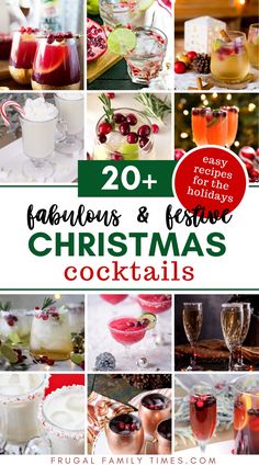 christmas cocktails with text overlay that reads 20 fabulous and festive christmas cocktails