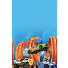 the hot wheels poster is displayed in front of a blue sky