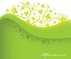 an abstract green background with flowers and swirls