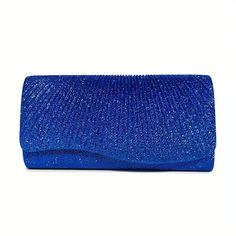 Women's Glitter Fabric Clutch BagAdd a touch of glamour to your evening look with our elegant Royal Blue Glitter Ruched Clutch. The wavy flap and snap closure add a unique and stylish touch to this must-have accessory. Made with high-quality glitter fabric, this clutch is sure to catch everyone's eye.The detachable shoulder chain allows for versatile wear, making it perfect for any occasion. The matching satiny interior adds a luxurious feel and provides enough space for all your essentials. Whe Fabric Clutch, Black Keychain, Glitter Clutch, Go Pink, Bag Elegant, Head Chain, Hat And Scarf Sets, Wrist Wear, Trendy Handbags