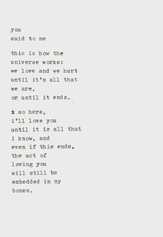 an old typewriter with the words you said to me this is how the universe works