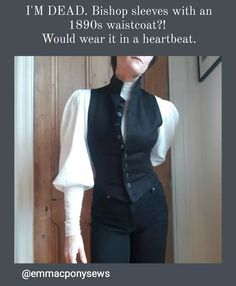 Dress And Waistcoat, 1890s Fashion Aesthetic, 1890s Waistcoat, Knightcore Aesthetic Outfits, Waistcoat With Jeans, Dress With Waistcoat, Jeans With Shirt, Shirt And Waistcoat, Manager Outfit