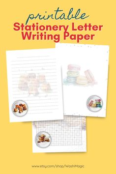 the printable stationery letter writing paper is shown in three different colors and sizes