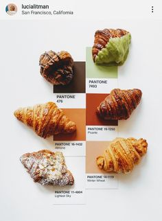 the different types of croissants are arranged in a circle on top of each other