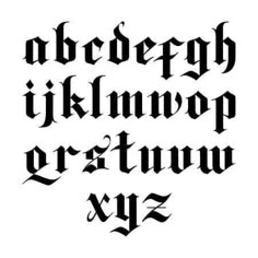 an old english gothic font with the lowercase and uppercase letters in black ink