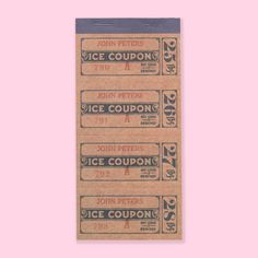 three coupons are sitting on top of each other in front of a pink background