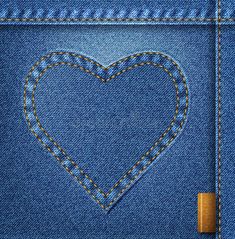 blue jeans with a heart drawn on the back pocket and a wooden button in the middle