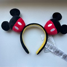 Mickey Mouse Plush Icon Ear Headband Nwt Plush Icon, Mickey Mouse Headband, Mickey Mouse Plush, Mouse Plush, Disney Ears, Disney Accessories, Ear Headbands, Kids Accessories, Black Red