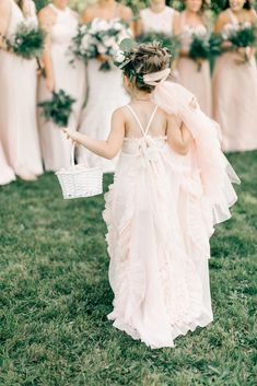 Bohemian Flower Girl in Pink Chiffon Dress Bohemian Flower Girl, Wedding Dresses Vintage Bohemian, Bohemian Chic Weddings, Bridesmaid Pictures, Pink Chiffon Dress, Bridesmaid Dresses Boho, Fairy Wedding Dress