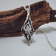 Raw Rough Diamond Sterling Silver Twig Style Pendant - One of a Kind Diamond, Gemstone Pendant by DV Jewelry Designs Leaf Wedding Band, Raw Stone Jewelry, Raw Diamond, Rough Diamond, Oxidized Silver, Diamond Gemstone, Jewelry Designs, Craft Fairs, Stone Pendants