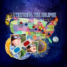 a collage of pictures with the words i watched the eclipse