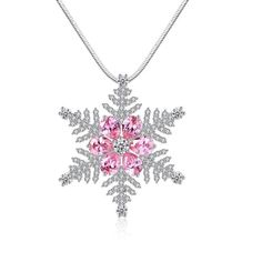 Material: Copper, Gold Plated, Cubic ZirconiaPendant Size: 4.5cm by 4.5cmChain Length: 56cmWeight: 19.3gDesign: Crystal Snowflake Pendant on a Chain NecklaceColor: Pink, White, Silver Travel Inspired Jewelry, Pink Snowflake, Snowflake Jewelry, Snowflake Necklace, Crystal Snowflakes, Snowflake Pendant, Chain Fashion, Women Christmas, Girly Jewelry