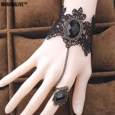 Vintage Gothic Lace Gem Bracelet - Steampunk Black Lace Necklace, Accessories Gothic, Lace Cuff Bracelet, Dark Punk, Steampunk Bracelet, Gothic Lace, Gothic Bracelet, Lace Bracelet, Boho Crystal