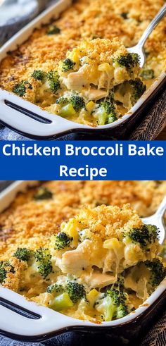 chicken broccoli bake recipe in a casserole dish