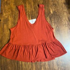 Double V Neck Tank. Nwt. Size Medium Cute Red V-neck Top, Cute Red Cotton Tank Top, Cute Red Tank Top For Spring, Cute Red Spring Tank Top, Cute Red Summer Tank Top, Casual Red Tank Top For Day Out, Red Peplum Tops For Summer, Chic Red Peplum Top, Red Peplum Tops For Spring