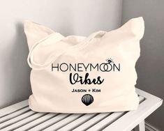 Custom Honeymoon Canvas Beach Bag / Gift for Newlyweds / Honeymoon gift / Honeymooners Beach Tote / Honeymoon Gift -------------------- PRODUCT INFORMATION: - Durable 100% cotton canvas with cotton web handles - Dimensions: 15"h x 20"w x 5"d * Open top (No Zip) * Great capacity 🌿 CARE: This is 100% cotton bag. Hand wash only. ★ SHIPPING & DELIVERY: * Your item is shipped via Canada Post with regular mail which NOT include tracking. * If you need your item quick, please upgrade in the cart or pl Beach Bag Gift, Honeymoon Gift, Gift For Newlyweds, Canvas Beach Bag, Honeymoon Gifts, Best Honeymoon, Newlywed Gifts, Gift Product, Canada Post