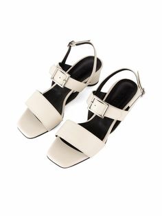 - Buckle detail sandals- Adjustable back ankle straps- Mid heelsMeasurements(in.)- Height: 1.6in.- KR220 - KR255- Please refer to the size chart- Fits true to the size, but if you have wide feet, we recommend buying half size upComposition- Cow skinDesigner- Made in Korea- by NONETHELESS- Style#:300678814 Modern Sandals With Padded Heel And Ankle Strap, Summer T-strap Sandals With Branded Heel Counter, Modern Slingback Sandals With Branded Heel Counter, Summer Ankle Strap Slingback Sandals With Branded Heel, Chic T-strap Sandals With Sculpted Heel And Ankle Strap, Summer T-strap Sandals With Ankle Strap And Branded Heel, Modern Sandals With Sculpted Heel And Ankle Strap, Summer Slingback Pumps With Buckle Closure And Low Heel, Modern Sandals With Ankle Strap Medium Width