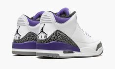 the air jordan iv is in white and purple