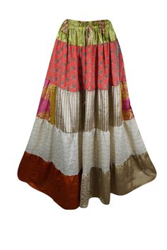 Add a touch of bohemian flair to your summer wardrobe with our Womens Red Floral Summer Maxi Skirt. Made from recycled saree fabric, this vibrant skirt features a drawstring waist and flattering ankle length. Perfect for farmer's markets or beach festivals, our skirt allows you to express your unique style while being environmentally friendly. Available in sizes S/M/L. Fabric:-Silk Blend, Recycle Silk Measurements: Length 38 inches, Waist up to 28-38 inches Care Instruction: HAND WASH COLD WATER Bohemian Maxi Skirt For Festive Occasions, Red Tiered Maxi Skirt For Festival, Bohemian Tiered Skirt For Festive Occasions, Red Flowy Maxi Skirt For Festival, Bohemian Flowy Skirt Bottoms For Festive Season, Flowy Red Maxi Skirt In Hippie Style, Red Flowy Maxi Skirt In Hippie Style, Bohemian Red Skirt With Patchwork, Red Flowy Hippie Maxi Skirt