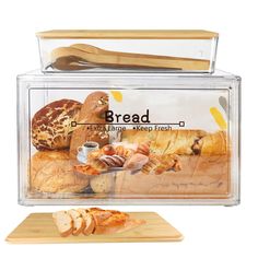 PRICES MAY VARY. 【Keep Bread Fresh】：The breadbox can balance the air and moisture in the box well, balance the humidity, keep the bread fresh for a long time, and lock the flavor. Comes with 15 bread preservation bags, which greatly extend the preservation time of bread and preserve the deliciousness of food. 【Large Capacity Bread Keeper】: The homemade bread storage has a size of 14*11*8.6 inches, which can hold most of the food, with extra flat storage space on the top, providing you with more Bread Keeper, Bread Container, Kitchen Utensil Organization, Kitchen Storage Space, Bread Storage, Bread Bin, Countertop Storage, Bread Boxes, Bread Box