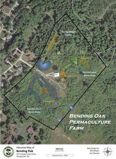 a map showing the location of bending oak permaculture farm