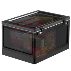 an image of a black box with food in it on white backgrounnd