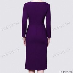 Stunning Long Dress with Adjustable Shoulder Cord and Panel Purple Dresses For Workwear In Fall, Purple Fall Workwear Dresses, Matching Accessories, Types Of Skirts, Quarter Sleeve, Pajamas Women, Formal Wear, Types Of Collars, Sleeve Type