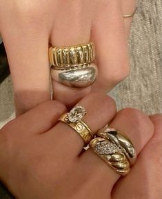 Looks Hip Hop, Mixed Metal Rings, Mixed Metal Jewelry, Mia 3, Ring Stack