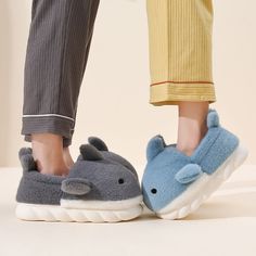 Unique design: Cute cartoon whale slippers with plush texture and whale patterns are formed by changing fur color, these slippers are perfect for whale-obsessed fans. Keep Warm: The dense plush on the inside and outside makes it difficult for cold wind to get close to your feet. Efficient Anti-Skid: The bottom is designed with a non-slip texture to increase friction and provide just the right amount of support for your outside wearing. Supper Durable: This slipper is super durable and elastic an Whale Slippers, Shark Slides, Cartoon Whale, Shark Slippers, Whale Pattern, Handmade Phone Case, Cute Shark, Heel Slippers, Laguna Beach